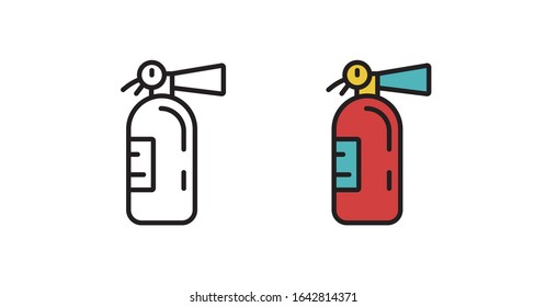 Fire extinguisher icon in the vector. Vector symbol isolated on a white background.