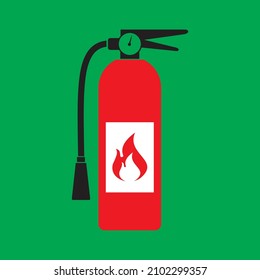 Fire extinguisher icon vector symbol on green background