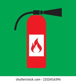 Símbolo vectorial de icono del extinguidor de incendios en fondo verde