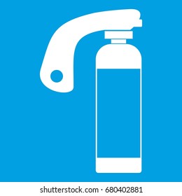 Fire extinguisher icon white isolated on blue background vector illustration