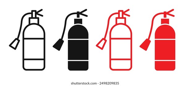 Fire extinguisher iconicon vector collection in outlined and solid style