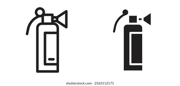 Fire extinguisher icons in black line and filled versions