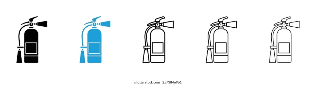 Fire extinguisher icons in filled and 3 stroke weights