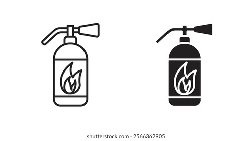 Fire extinguisher icons in line stroke and flat versions