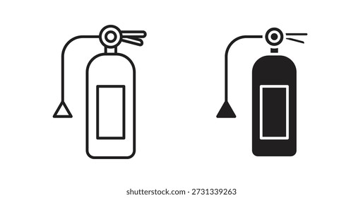 Iconos del extintor de incendios. Iconos de contorno Vector colección. ilustraciones planas