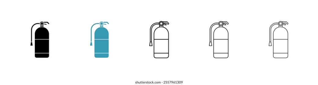 Fire extinguisher icons pack in black and blue.