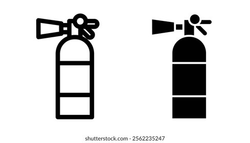 Fire extinguisher Icons pack in outlined and flat versions