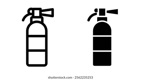 Fire extinguisher Icons pack in outlined and flat versions