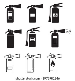 Fire extinguisher icons set. Fire extinguisher pack symbol vector elements for infographic web.