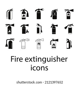 iconos del extinguidor de incendios activado . símbolo del paquete extintor de incendios elementos vectores para web infográfica