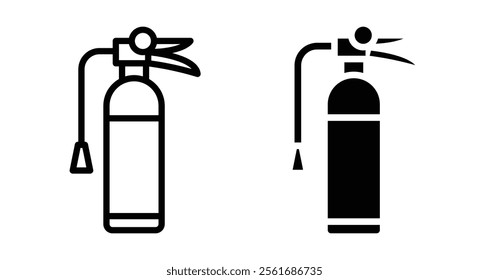 Fire extinguisher Icons set in solid and thin line style