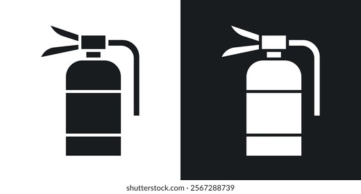 Fire extinguisher icons in solid black and white colors