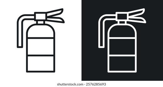 Fire extinguisher icons in thin black and white stroke liner style