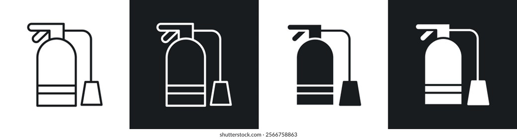 Fire extinguisher icons in Thin line black color. flat simple vector symbols illustration.