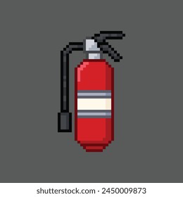 Fire extinguisher illustration in pixel art style