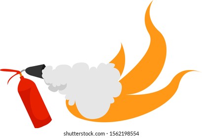 Fire extinguisher, illustration, vector on white background.