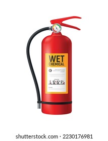 Fire extinguisher infographic composition with realistic image of fire fighting appliance vector illustration