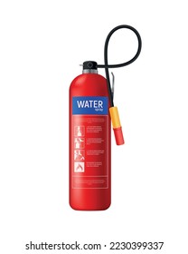 Fire extinguisher infographic composition with realistic image of fire fighting appliance vector illustration