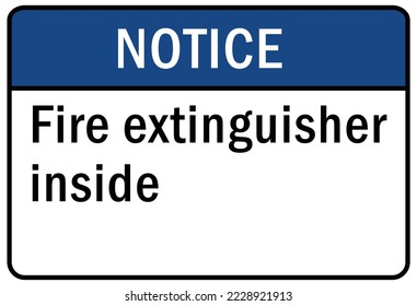 Fire extinguisher inside sign and label
