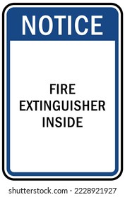 Fire extinguisher inside sign and label
