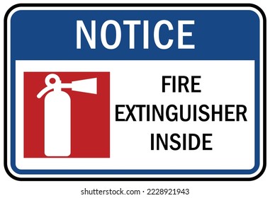 Fire extinguisher inside sign and label