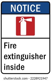 Fire extinguisher inside sign and label