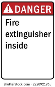 Fire extinguisher inside sign and label