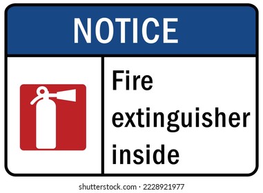 Fire extinguisher inside sign and label