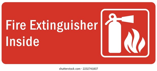 Fire extinguisher inside sign and labels