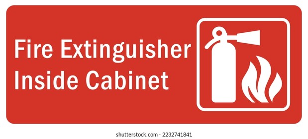 Fire extinguisher inside sign and labels