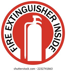 Fire extinguisher inside sign and labels