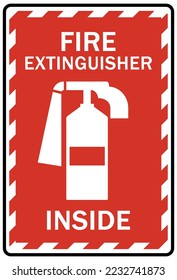 Fire extinguisher inside sign and labels