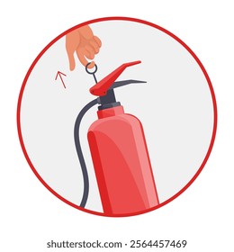 Fire extinguisher instruction. Fire prevention and extinguishing tips. Safety Information, poster or banner for website. Cartoon flat vector illustrations isolated on blue background