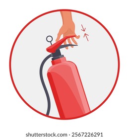 Fire extinguisher instruction. Fire prevention and extinguishing tips. Safety Information, poster or banner for website. Cartoon flat vector illustrations isolated on blue background