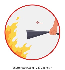 Fire extinguisher instruction. Fire prevention and extinguishing tips. Safety Information, poster or banner for website. Cartoon flat vector illustrations isolated on blue background