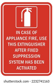 Fire extinguisher instruction sign and labels