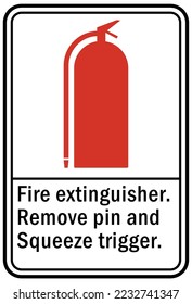 Fire extinguisher instruction sign and labels