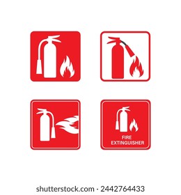 Conjunto de iconos de etiqueta de extintor de incendios Diseño vectorial.