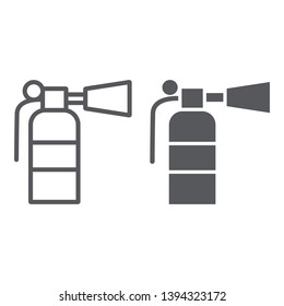 Fire extinguisher line and glyph icon, emergency and firefighting, extinguish sign, vector graphics, a linear pattern on a white background, eps 10.