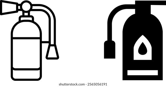 "Fire Extinguisher Line Icons: Safety Vector Set for Emergency, Protection, and Fire Safety Designs"