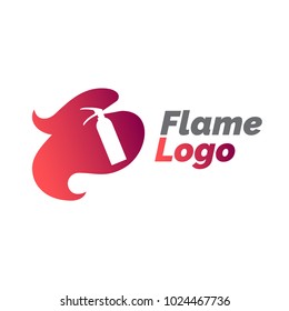 Fire And Extinguisher Logo Design Template.