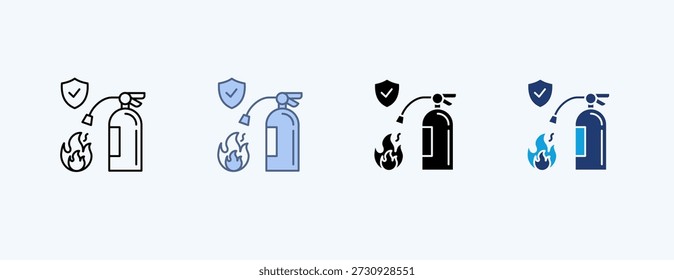 Vetor de ilustração de múltiplos ícones do extintor de incêndio