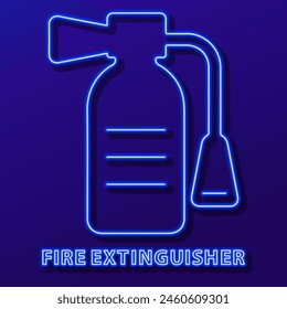 fire extinguisher neon sign, modern glowing banner design, colorful modern design trend. Vector illustration.