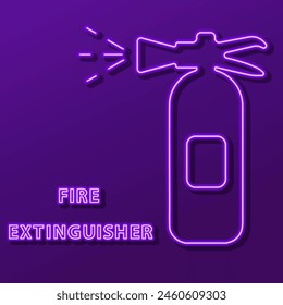 fire extinguisher neon sign, modern glowing banner design, colorful modern design trend. Vector illustration.