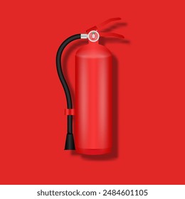 Fire Extinguisher on Red Background. Vector Illustration. 