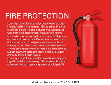 Fire Extinguisher on Red Background. Vector Illustration. 