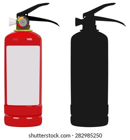 The fire extinguisher on a white background