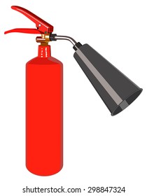 The fire extinguisher on a white background