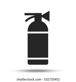 Fire extinguisher painted in flat design isolated on white background