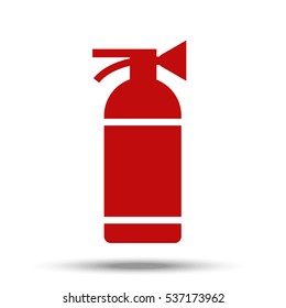 Fire extinguisher painted in flat design isolated on white background 